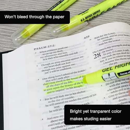 US Office Supply Bible Safe Highlighter Set of 6, Neon Yellow | No Bleed, Pastel Gel Markers for Bible & Journaling thumbnail 6