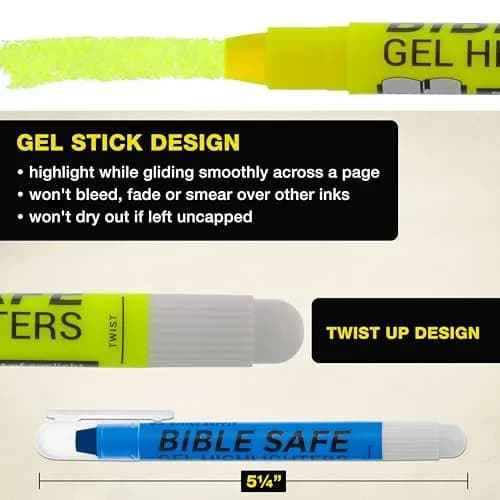US Office Supply Bible Safe Highlighter Set of 12 | No Bleed Pastel Markers for Bible Study thumbnail 3