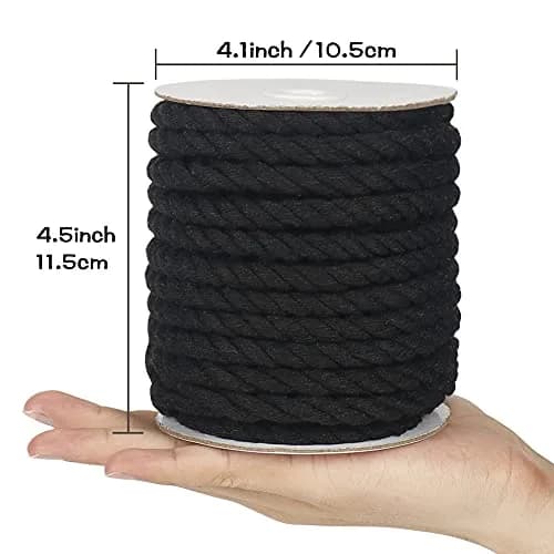 Tenn Well Black Macrame Cord 8mm (5/16 inch) x 18m (59 Feet) | Strong 3-Ply Twisted Cotton Rope for Crafts thumbnail 5