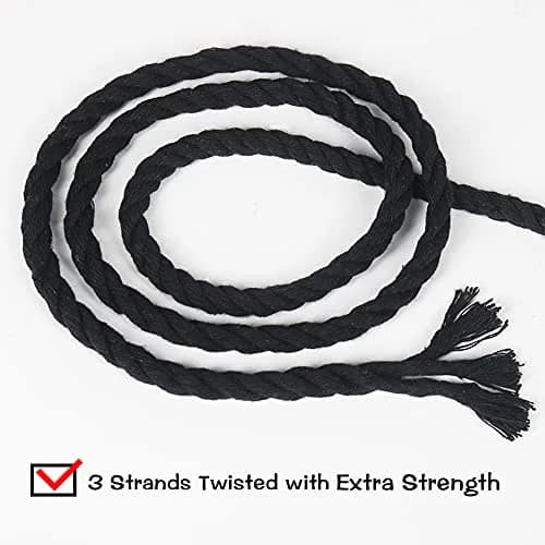 Tenn Well Black Macrame Cord 8mm (5/16 inch) x 18m (59 Feet) | Strong 3-Ply Twisted Cotton Rope for Crafts thumbnail 3