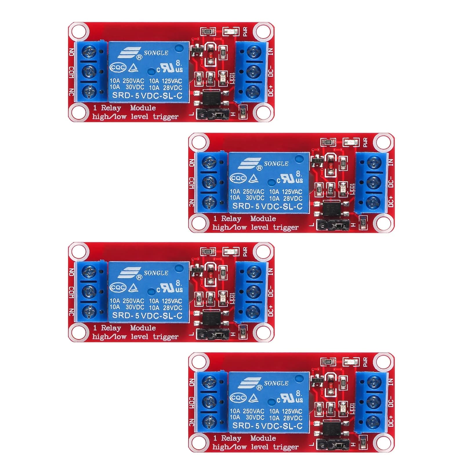 AEDIKO 12V 10pcs Relay Module with Optocoupler Isolation, 10A Max Load | Industrial Control Switching — 5V-4pcs