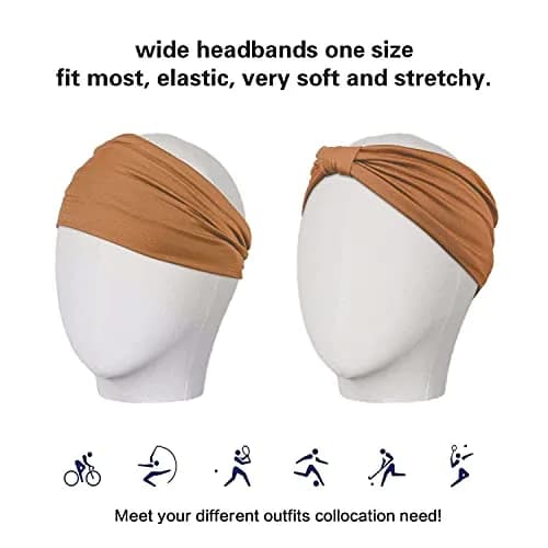 GiLi 2 Pack Wide Headbands for Women 5.5-inch | Sweat-wicking, Non Slip, Soft Cotton thumbnail 5
