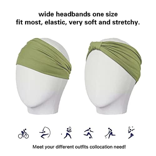 GiLi 2 Pack Wide Headbands for Women 5.5-inch | Soft Cotton, Non Slip, Sweat Wicking (Green, Pink) thumbnail 4