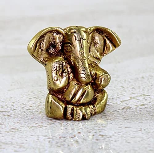 eSplanade Brass Ganesha Idol 3.5cm (1.38") | Handmade for Car Dashboard & Desk Decor thumbnail 4