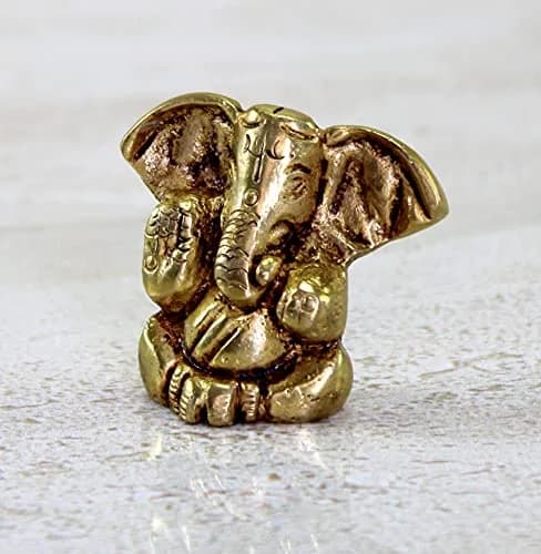 eSplanade Brass Ganesha Idol 3.5cm (1.38") | Handmade for Car Dashboard & Desk Decor thumbnail 5