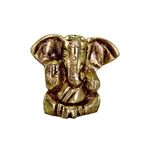 eSplanade Brass Ganesha Idol 3.5cm (1.38") | Handmade for Car Dashboard & Desk Decor thumbnail 1