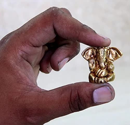 eSplanade Brass Ganesha Idol 3.5cm (1.38") | Handmade for Car Dashboard & Desk Decor thumbnail 7