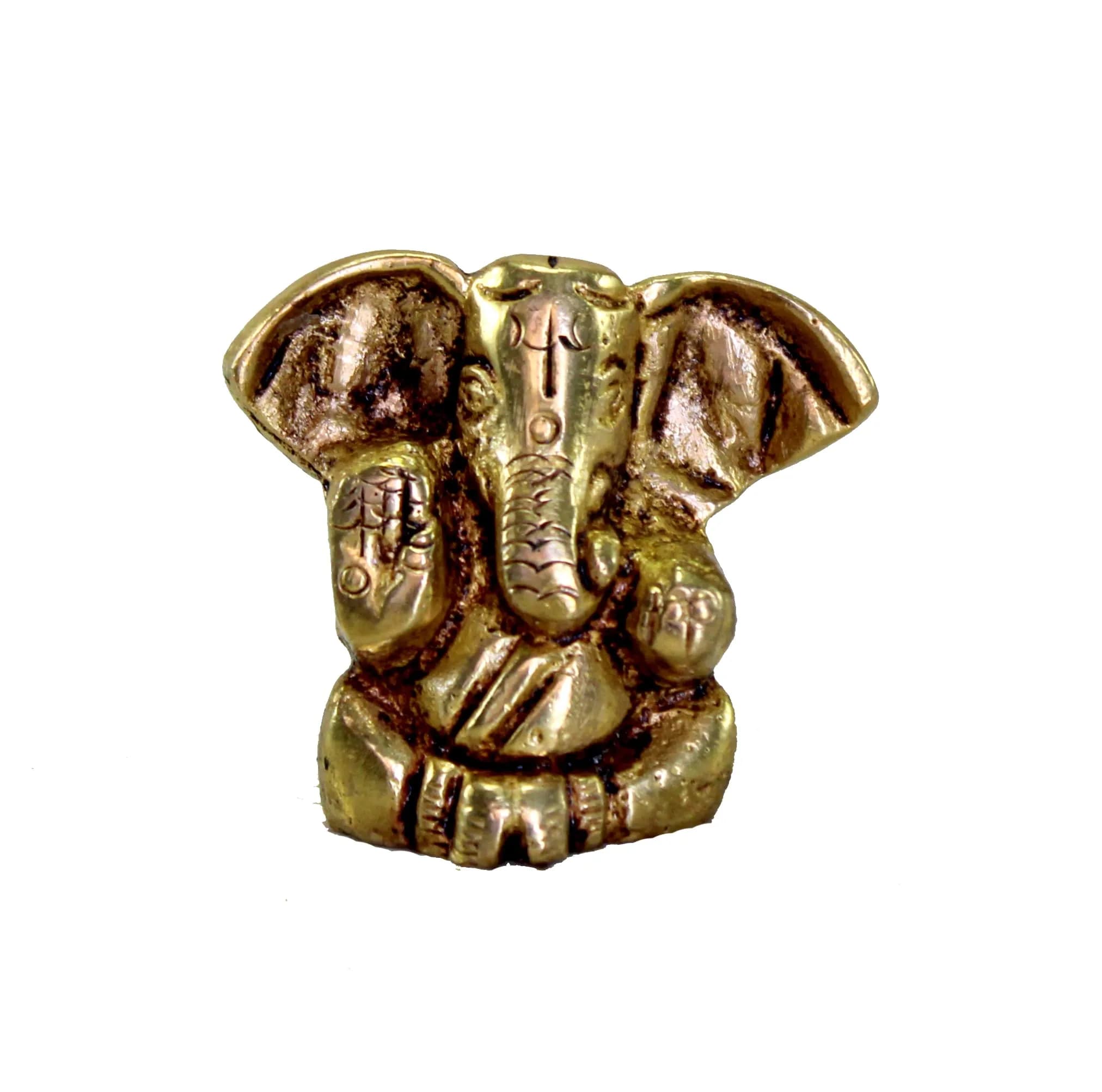 eSplanade Brass Ganesha Idol 3.5cm (1.38") | Handmade for Car Dashboard & Desk Decor - main product image