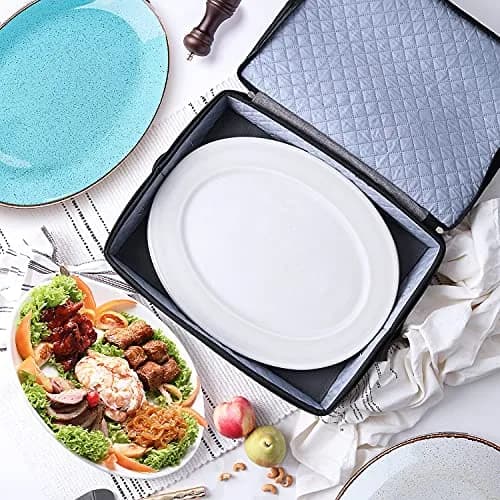 STORAGEBUD Platter Storage Case, Hard Shell, Quilted & Stackable 16"x 12.5"x 3.5" | Protect Fine China thumbnail 6