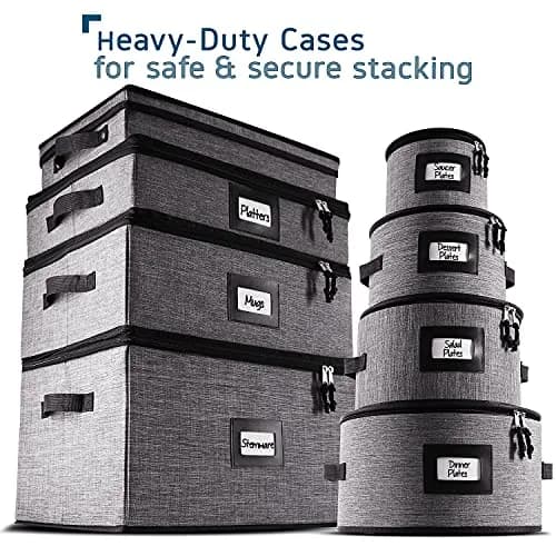 STORAGEBUD Platter Storage Case, Hard Shell, Quilted & Stackable 16"x 12.5"x 3.5" | Protect Fine China thumbnail 7