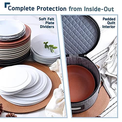 STORAGEBUD Fine China Storage Containers Hard Shell 4 Piece | Stackable Dish Organizer with Dividers thumbnail 5