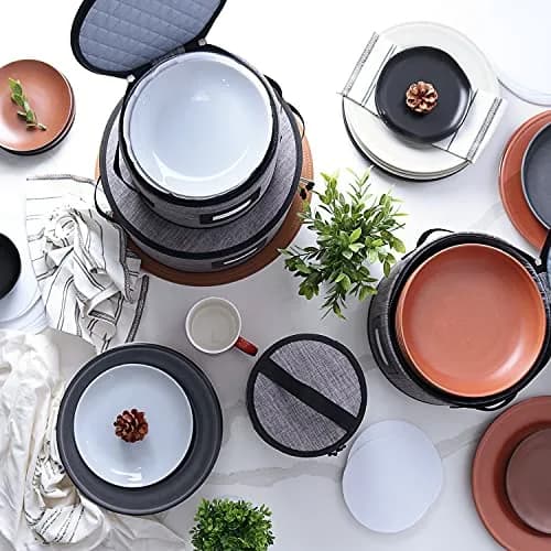 STORAGEBUD Fine China Storage Containers Hard Shell 4 Piece | Stackable Dish Organizer with Dividers thumbnail 7