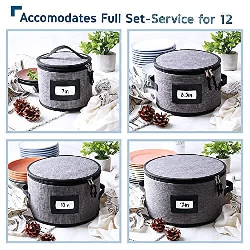 STORAGEBUD Fine China Storage Containers Hard Shell 4 Piece | Stackable Dish Organizer with Dividers thumbnail 2