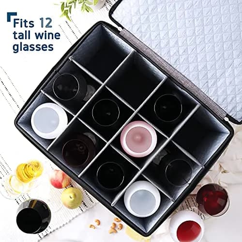 STORAGEBUD Wine Glass Storage Box with Dividers 12 Cups | Padded & Stackable for Moving & Seasonal Storage thumbnail 2