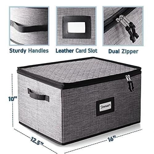 STORAGEBUD Wine Glass Storage Box with Dividers 12 Cups | Padded & Stackable for Moving & Seasonal Storage thumbnail 3