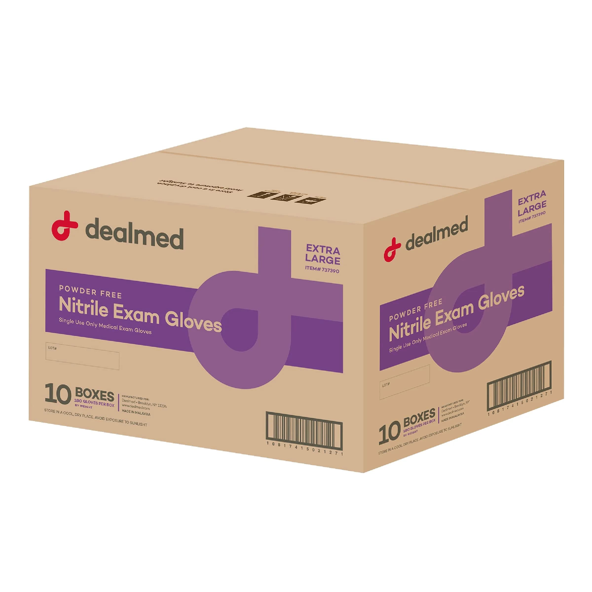 Dealmed Purple Nitrile Exam Gloves XL (1800 Count) | Multi-Purpose Protective Gloves for Lab & Medical Use - main product image