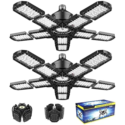 Nexillumi 2-Pack Led Garage Light 180W | 36,000LM Bright Ceiling LED with E26/E27 Base, 6000K Daylight, Adjustable Panels for Garage & Workshop thumbnail 1