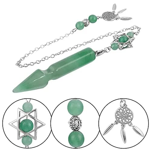 SUNYIK Green Aventurine Healing Crystal Point Pendulum 11.8'' | Divination & Amulet with Dreamcatcher thumbnail 4