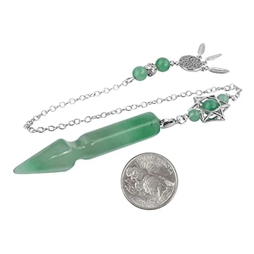 SUNYIK Green Aventurine Healing Crystal Point Pendulum 11.8'' | Divination & Amulet with Dreamcatcher thumbnail 5