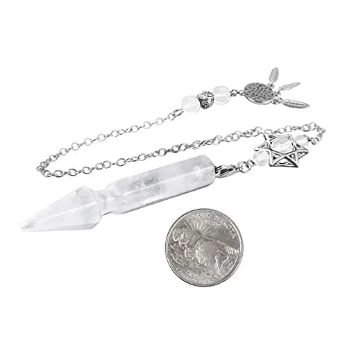 SUNYIK Rock Quartz Healing Crystal Point Pendulum for Dowsing Divination | Hexagonal Star & Dreamcatcher Necklace thumbnail 5