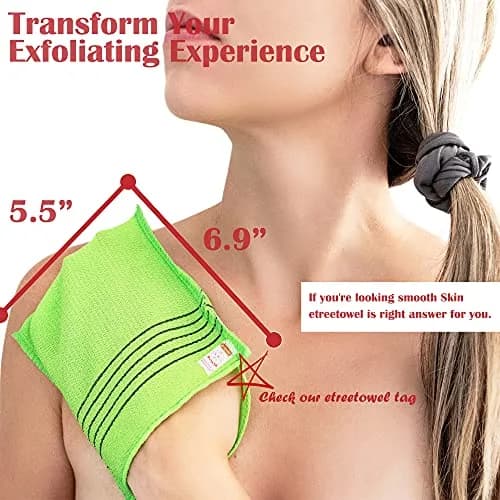 etreetowel Korean Exfoliating Bath Washcloth Mitt 6-Pack | Premium Viscose Rayon, Anti-Shrink thumbnail 2