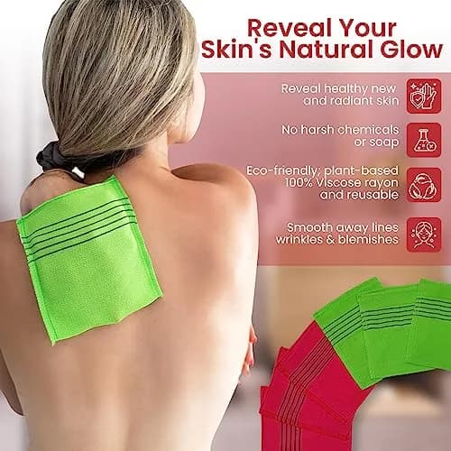 etreetowel Korean Exfoliating Bath Washcloth Mitt 6-Pack | Premium Viscose Rayon, Anti-Shrink thumbnail 4