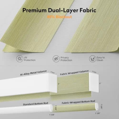 ACMEART Motorized Light Filtering Zebra Blinds with Remote, Lemon Green | Smart Window Shades for India thumbnail 4