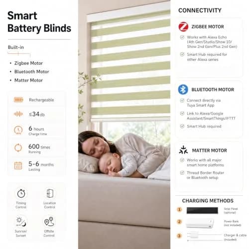 ACMEART Motorized Light Filtering Zebra Blinds with Remote, Lemon Green | Smart Window Shades for India thumbnail 5