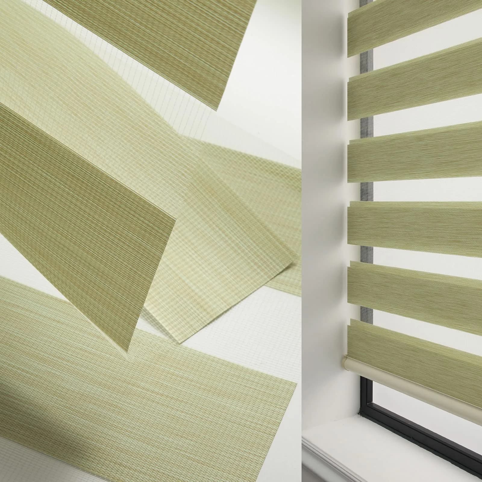 ACMEART Motorized Light Filtering Zebra Blinds with Remote, Lemon Green | Smart Window Shades for India - view 7