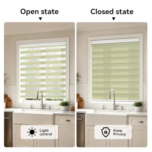 ACMEART Motorized Light Filtering Zebra Blinds with Remote, Lemon Green | Smart Window Shades for India thumbnail 2