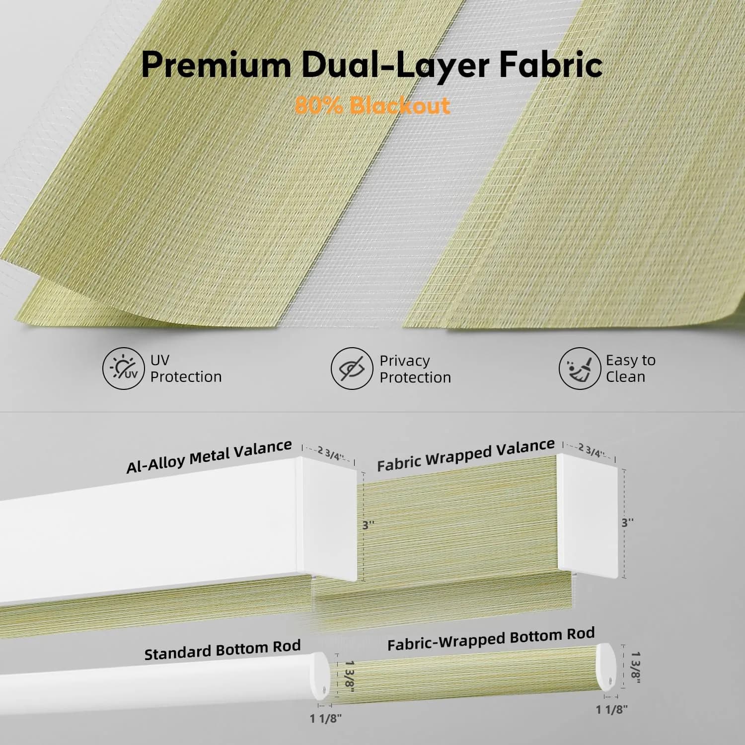ACMEART Motorized Light Filtering Zebra Blinds with Remote, Lemon Green | Smart Window Shades for India - view 4