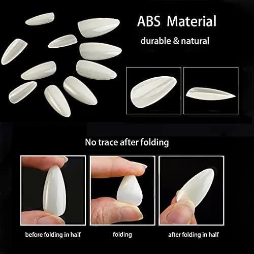 Ohlove False Nail Tips 500Pcs Medium Almond Full Cover Clear Acrylic Nails for DIY Nail Art, 10 Sizes thumbnail 3