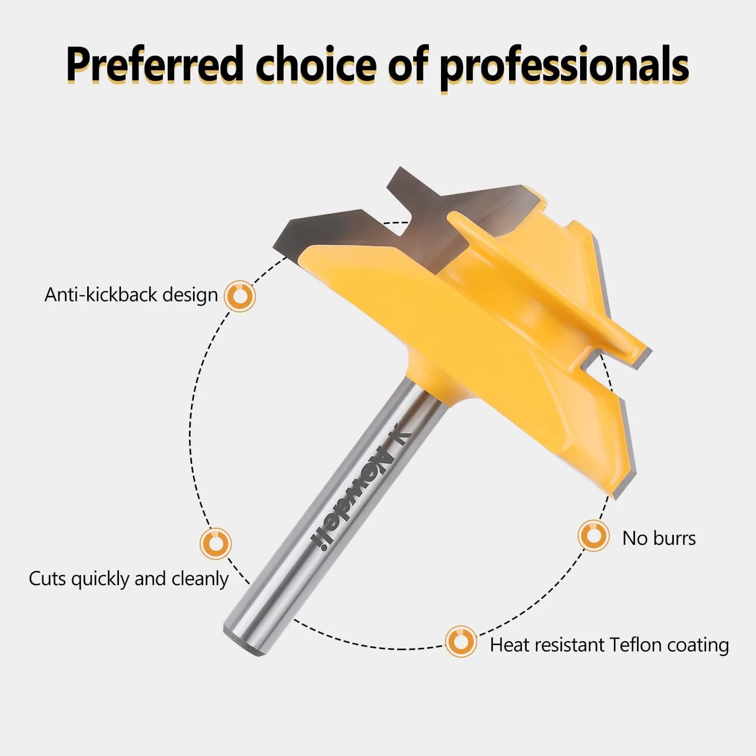 Newdeli Lock Miter Router Bit 1/4-inch Shank x 3/4-inch Stock | Creates Strong 90-Degree Joints - view 5