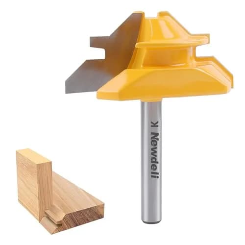Newdeli Lock Miter Router Bit 1/4-inch Shank x 3/4-inch Stock | Creates Strong 90-Degree Joints thumbnail 1