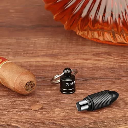 TISFA Portable Cigar Punch Cutter with 8mm Hole, Stainless Steel, Black | Screw-Out Design for Easy Carry thumbnail 7