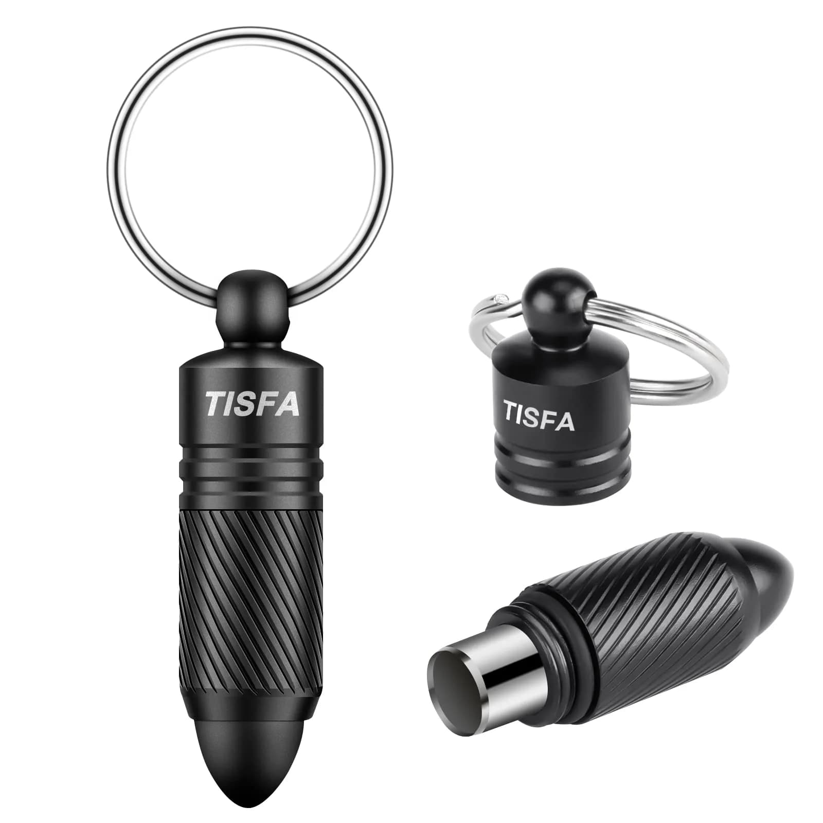 TISFA Portable Cigar Punch Cutter with 8mm Hole, Stainless Steel, Black | Screw-Out Design for Easy Carry - main product image
