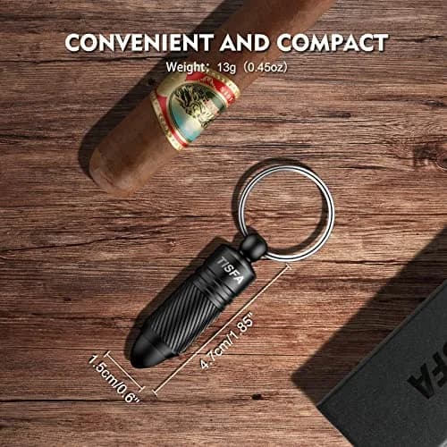 TISFA Portable Cigar Punch Cutter with 8mm Hole, Stainless Steel, Black | Screw-Out Design for Easy Carry thumbnail 4