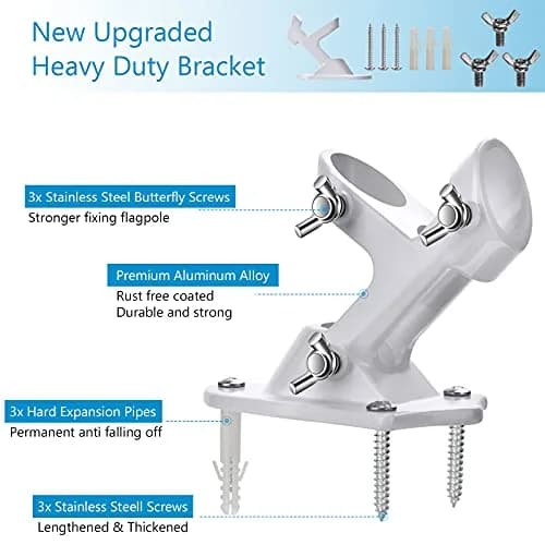 Haoridul Heavy Duty Flag Pole Holder Mount 1" Inner Diameter | Rust Free Aluminum with 3 Butterfly Screws thumbnail 2