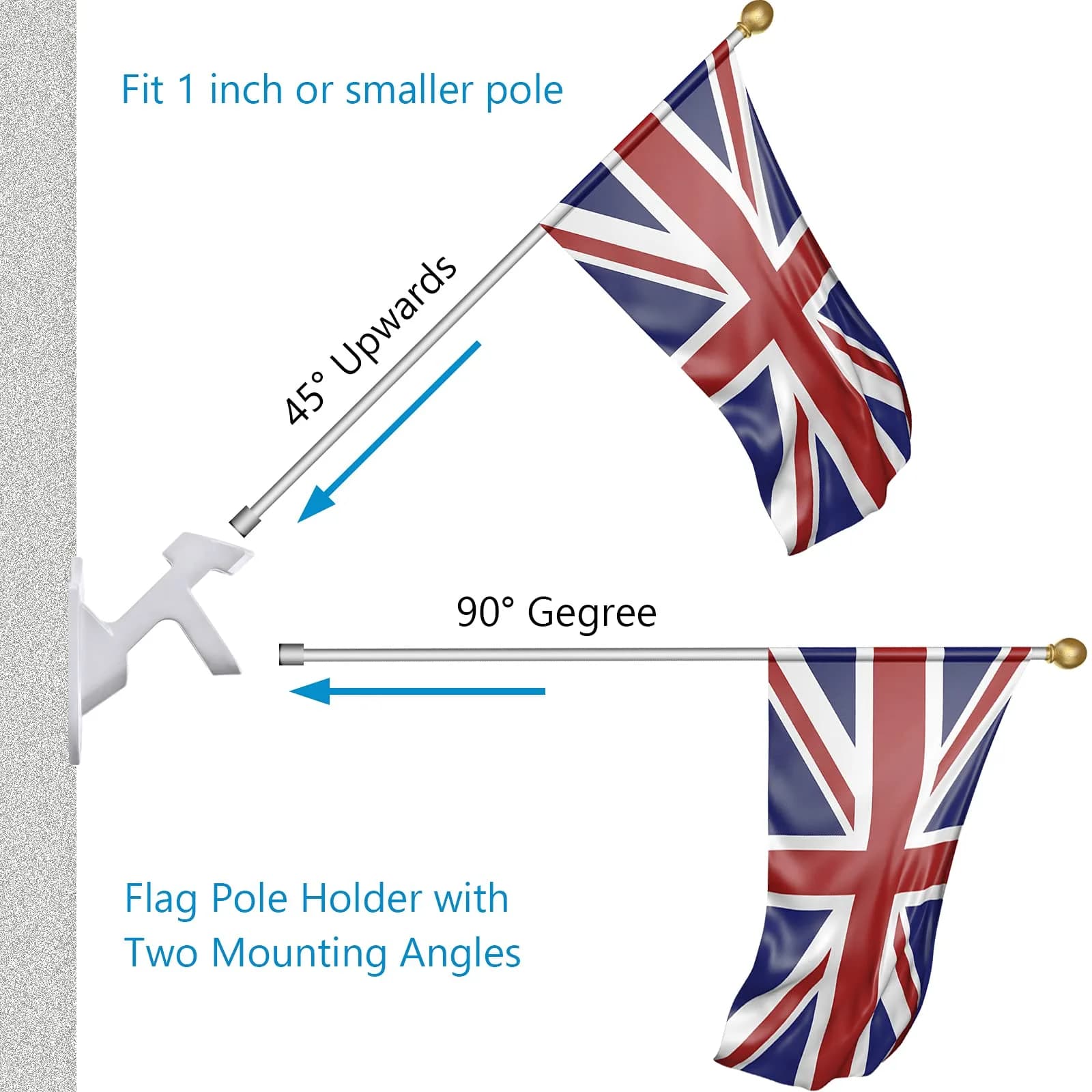Haoridul Heavy Duty Flag Pole Holder Mount 1" Inner Diameter | Rust Free Aluminum with 3 Butterfly Screws - view 3