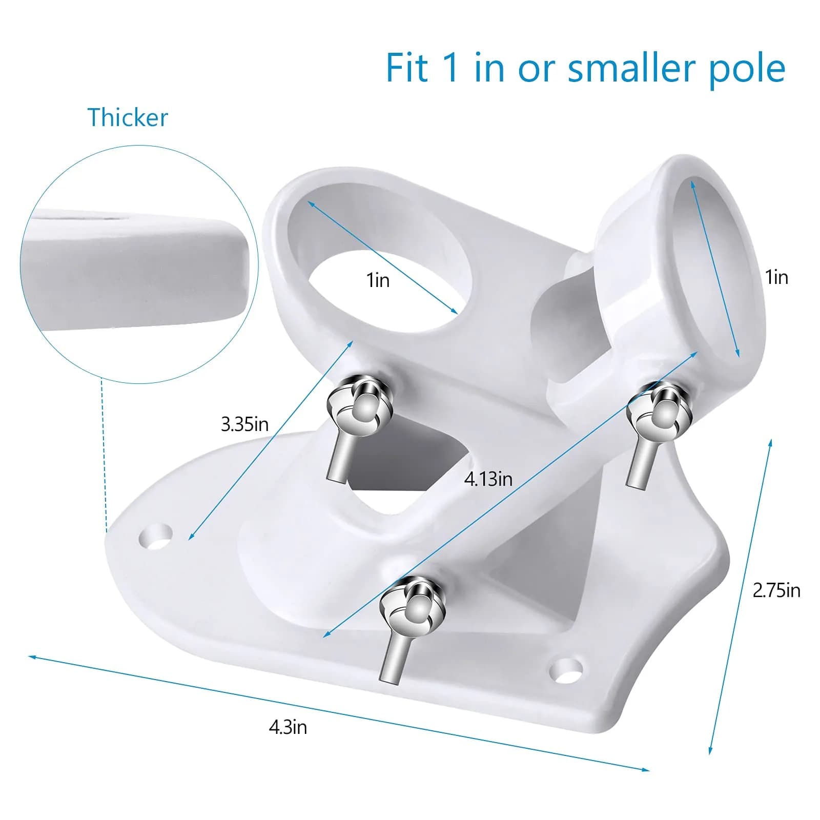 Haoridul Heavy Duty Flag Pole Holder Mount 1" Inner Diameter | Rust Free Aluminum with 3 Butterfly Screws - view 4