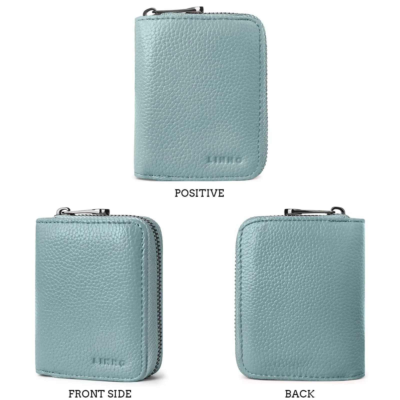 Linno RFID Credit Card Holder Genuine Leather Small Wallet for Women or Men with Zipper | 20 Slots Accordion Style - view 5