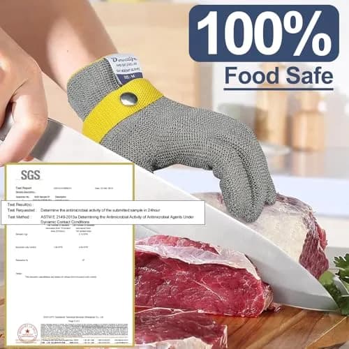 Dowellife ANSI A9 Cut Resistant Gloves X-Large | Food Grade Stainless Steel Mesh for Butcher, Kitchen, Oyster Shucking thumbnail 4