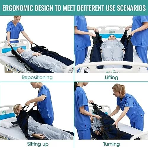 TINFAU Positioning Bed Pad with Handles 60" x 40" (152cm x 102cm) | Waterproof Glide Sheet for Patient Transfer thumbnail 2