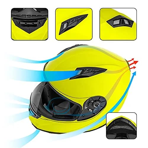 VCAN VX Full Face Motorcycle Helmet Yellow Large | Lightweight DOT & ECE Approved thumbnail 5