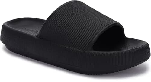 Joomra Black Pillow Slippers for Women & Men | 25.4cm (10"-11.5" W / 9"-10" M) thumbnail 1