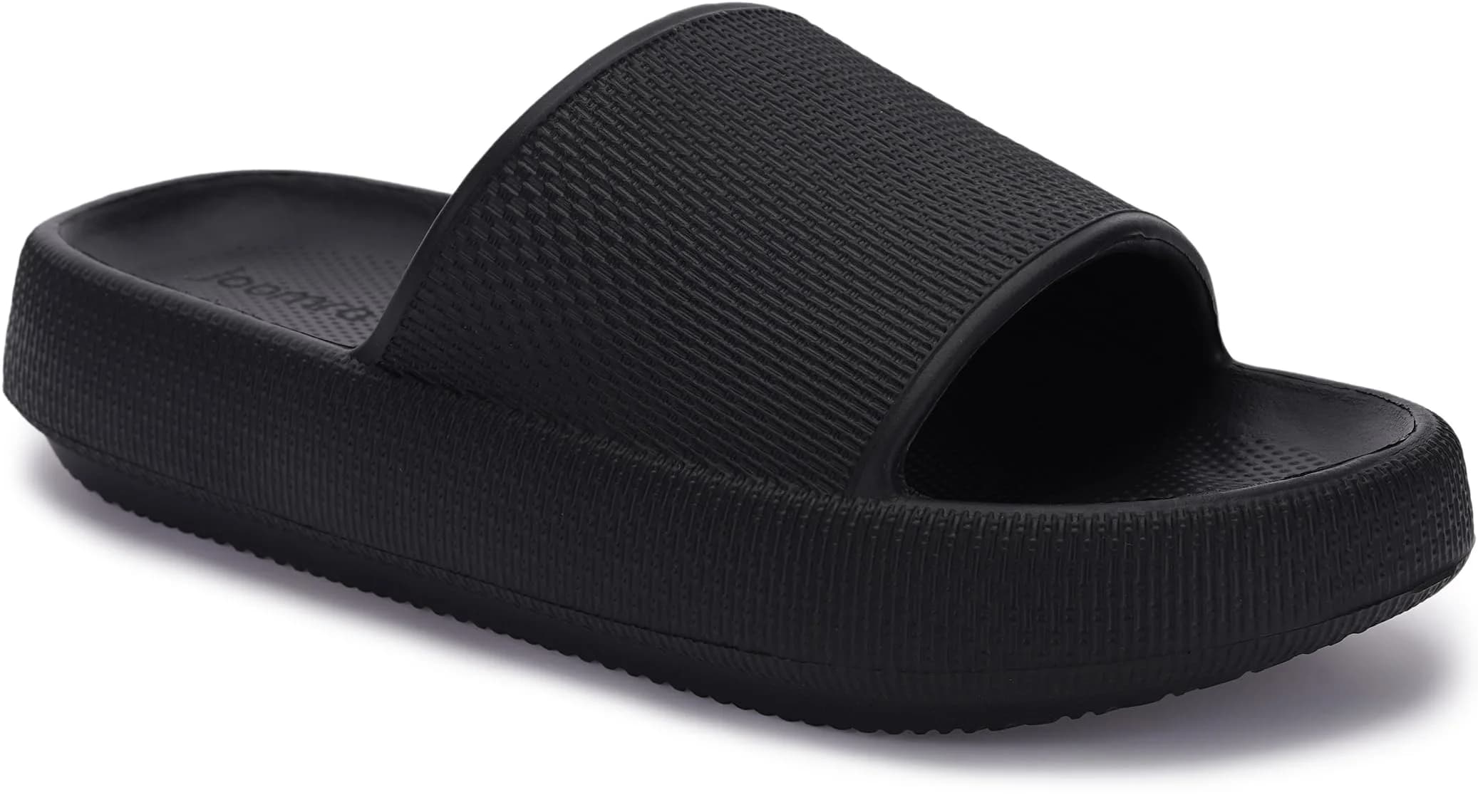Joomra Black Pillow Slippers for Women & Men | 25.4cm (10"-11.5" W / 9"-10" M)