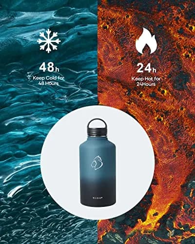 BUZIO 1.89 L (64 oz) Insulated Water Jug with 3 Lids & Straws | Keeps Cold 48 Hrs, Hot 24 Hrs thumbnail 2