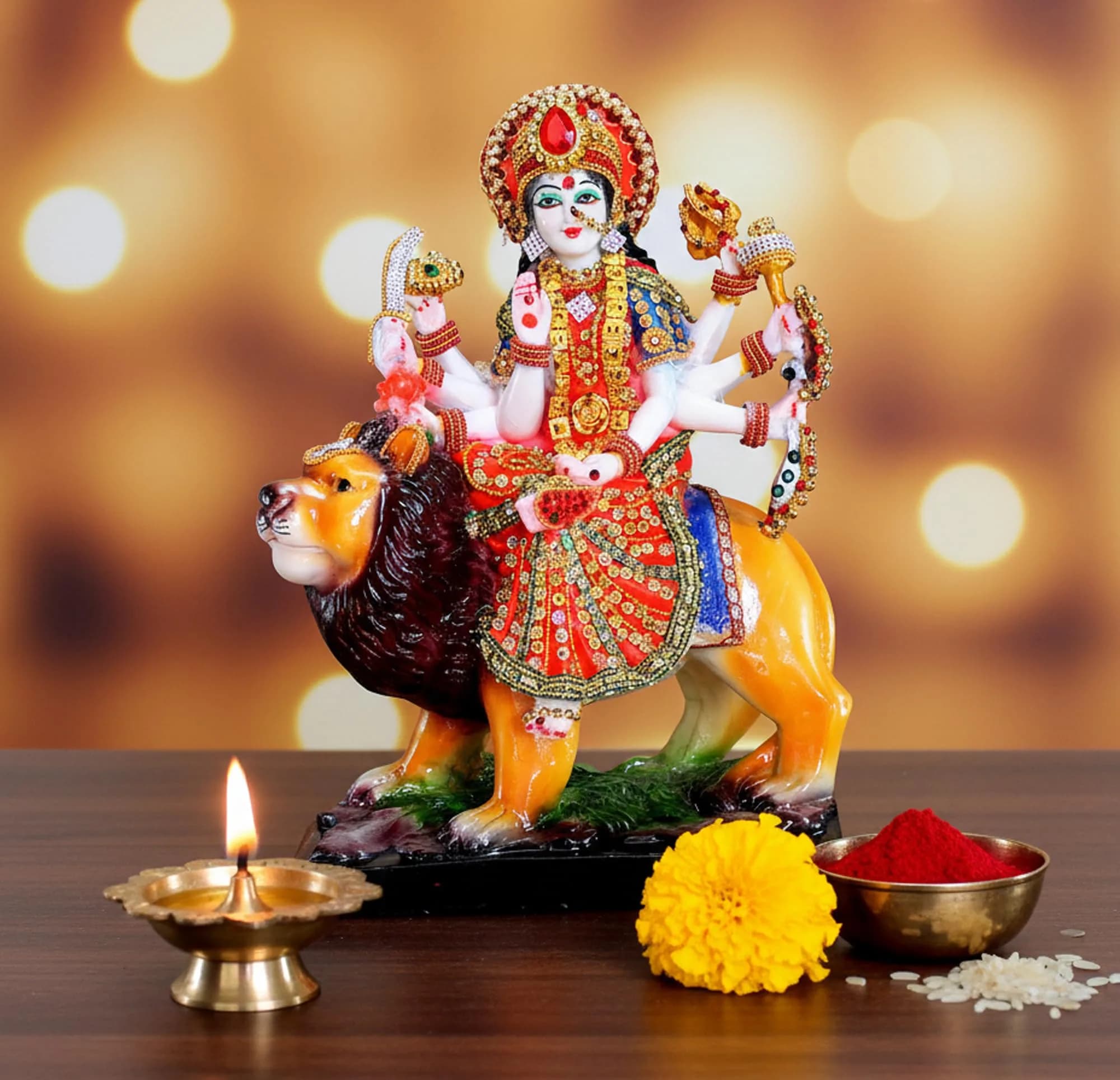 eSplanade Resin Maa Durga Statue Sculpture 20.32cm (8 Inches) | Authentic Indian Home Decor - main product image