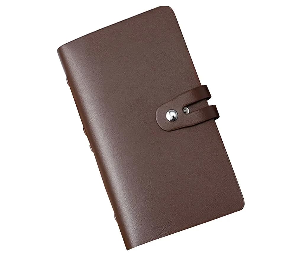 JERLA RFID Credit Card Holder Book - 96 Slots, Genuine PU Leather Organizer, Coffe Color - main product image