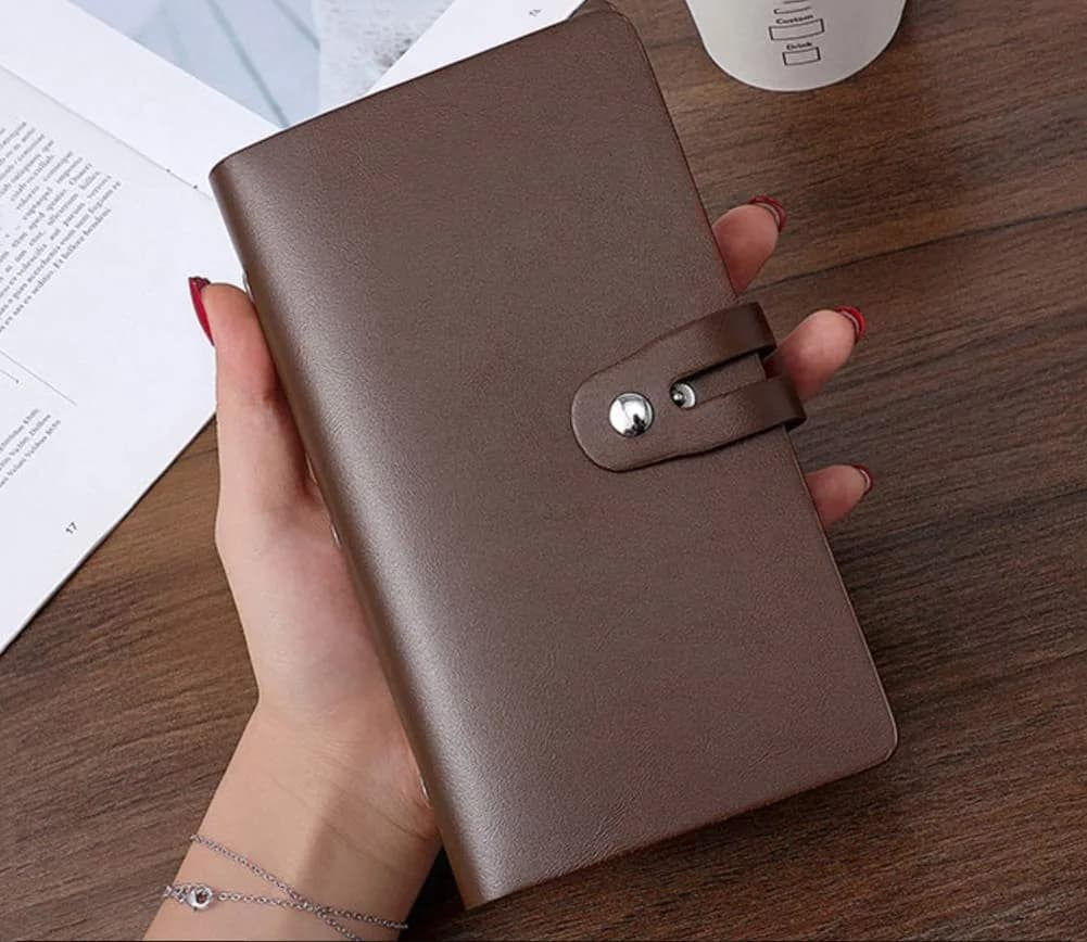 JERLA RFID Credit Card Holder Book - 96 Slots, Genuine PU Leather Organizer, Coffe Color - view 3